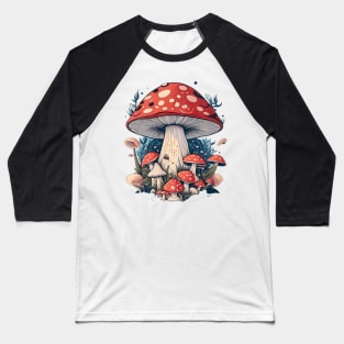 Mushroom forest nature fantasy illustration art Baseball T-Shirt